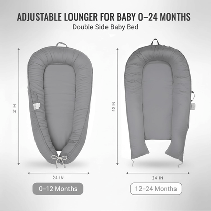 Side view of 3D-Touch Breathable Lounger for Newborns in Gray 3D-Touch Breathable Lounger for Newborns
