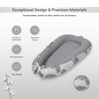 Portable and lightweight Gray 3D-Touch Breathable Lounger for Newborns