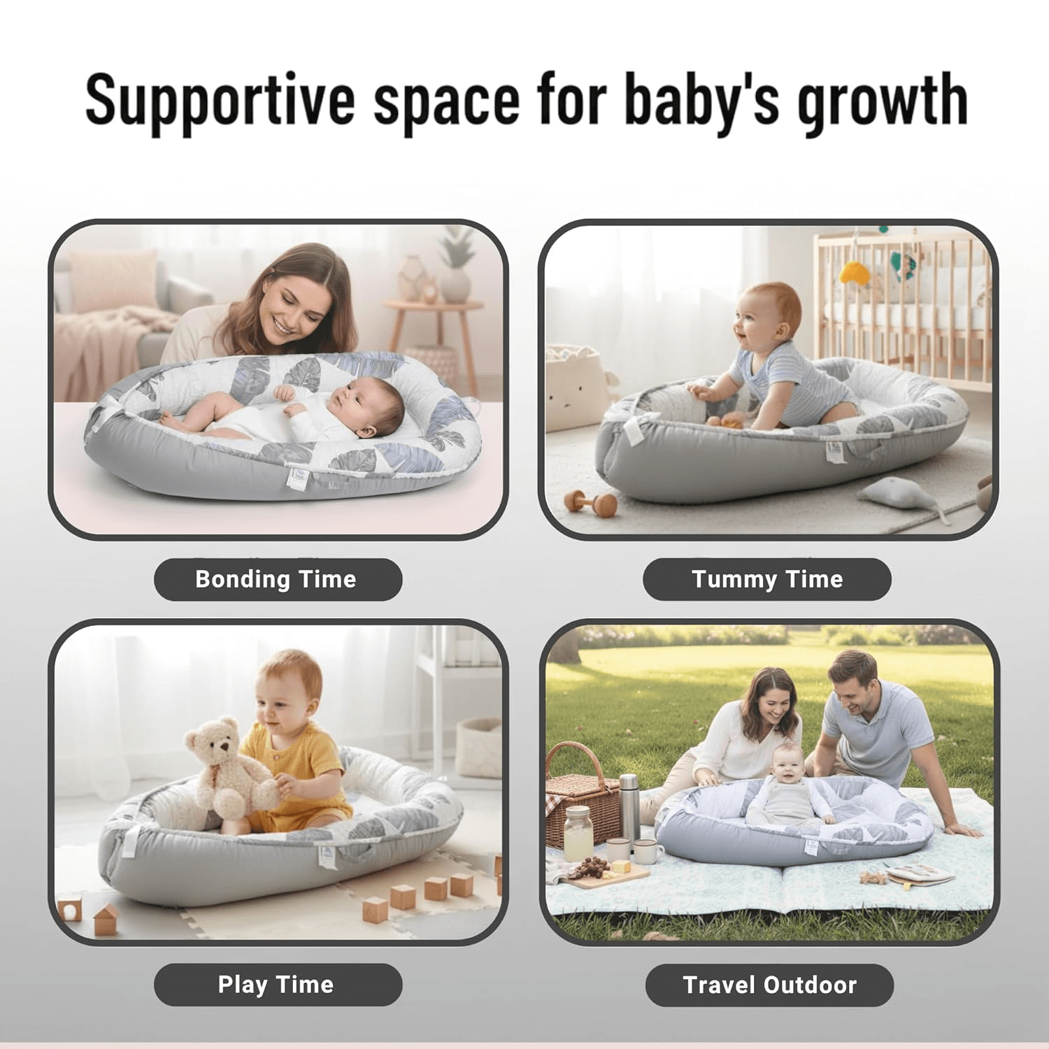 Portable and lightweight Touch Breathable Lounger for Newborns 3D-Touch Breathable Lounger for Newborns