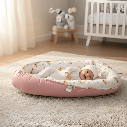 Newborn resting comfortably in Silver 3D-Touch Breathable Lounger 3D-Touch Breathable Lounger for Newborns